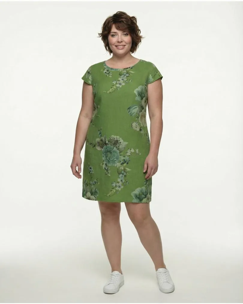 Leinenkleid mit Rosen in  kiwi von Puro Lino (Bild 3)