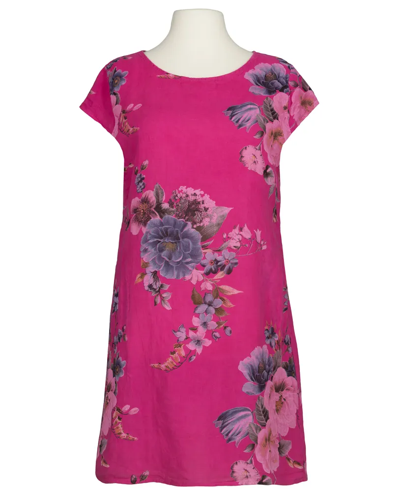 Leinenkleid mit Rosen in pink von Puro Lino