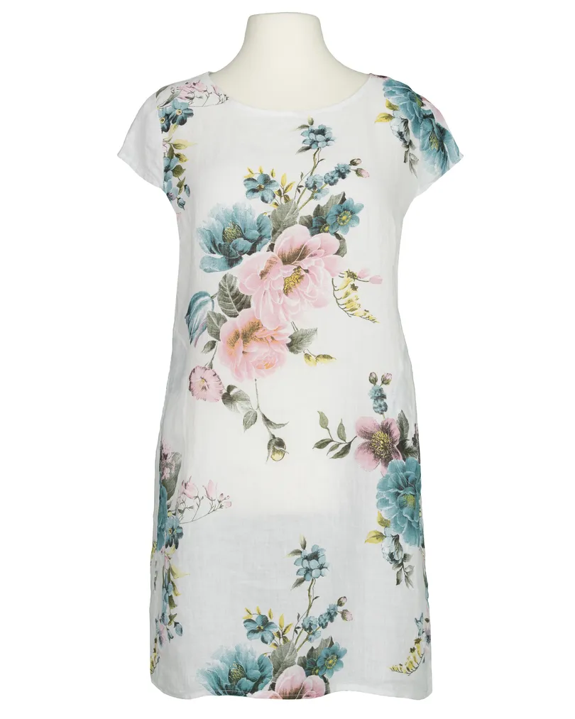 Leinenkleid mit Rosen in wei� von Puro Lino