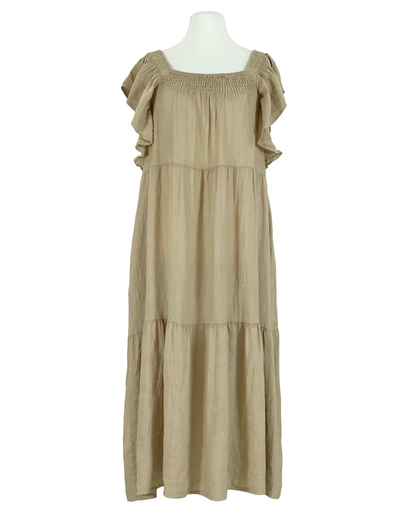 Leinenkleid mit R�schen in  camel von Made in Italy (Bild 1)