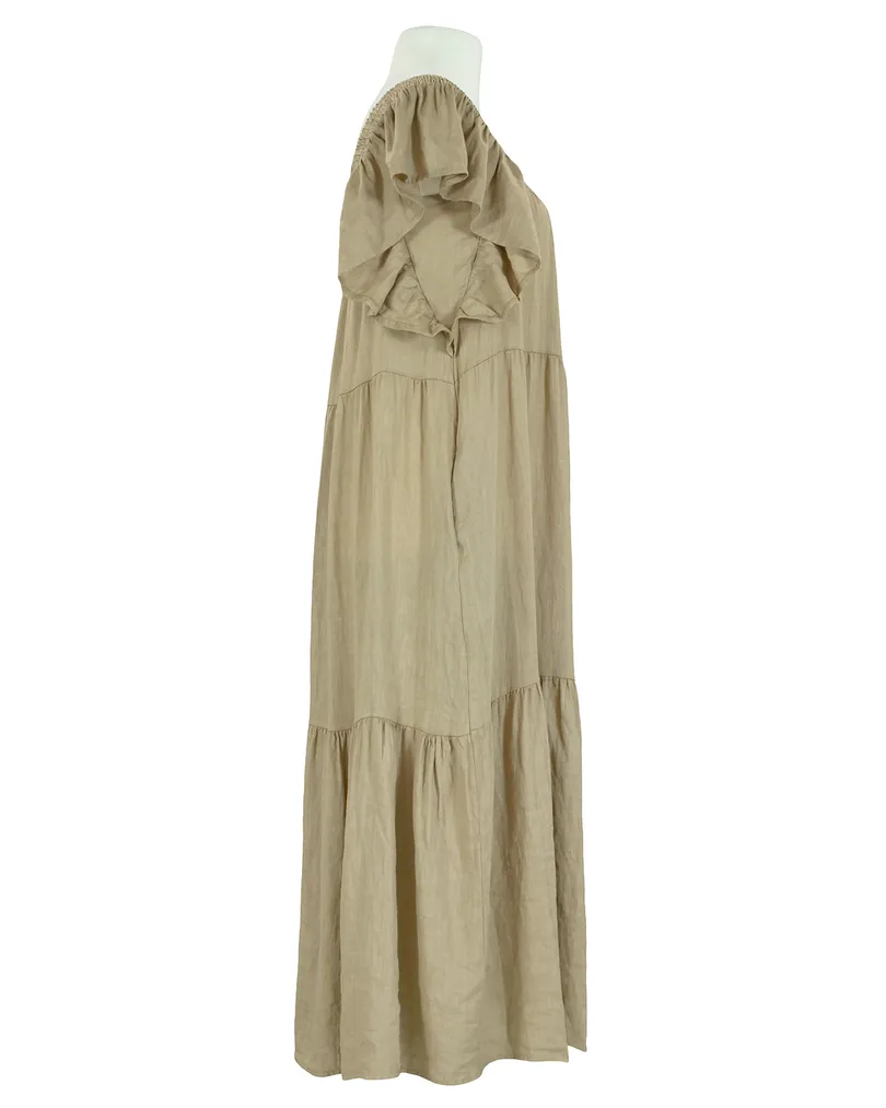 Leinenkleid mit R�schen in  camel von Made in Italy (Bild 2)