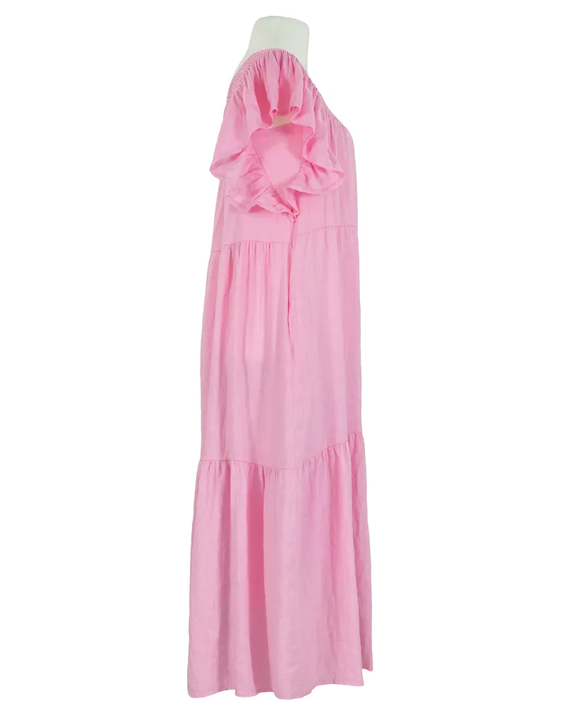 Leinenkleid mit R�schen in  rosa von Made in Italy (Bild 2)