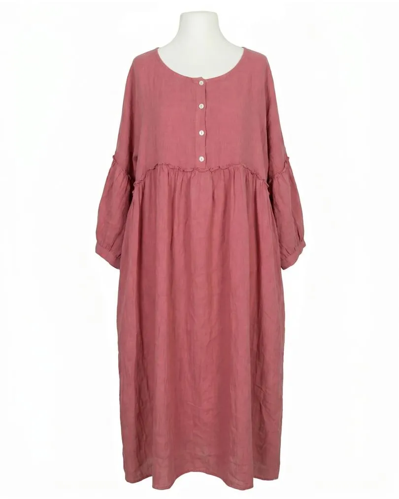 Leinenkleid mit R�schen in  rosenholz von Puro Lino (Bild 1)