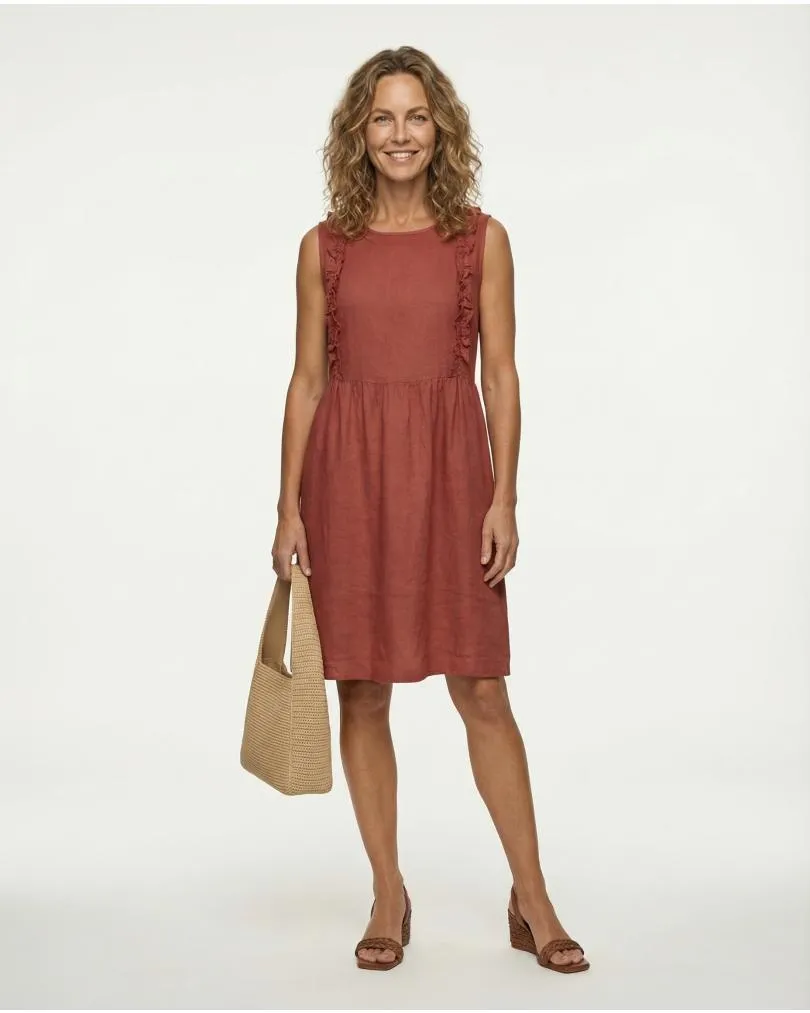 Leinenkleid mit R�schen in  rot von Made in Italy (Bild 3)