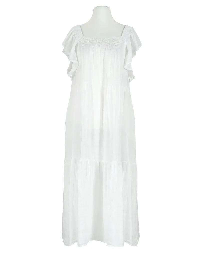 Leinenkleid mit R�schen in wei� von Made in Italy