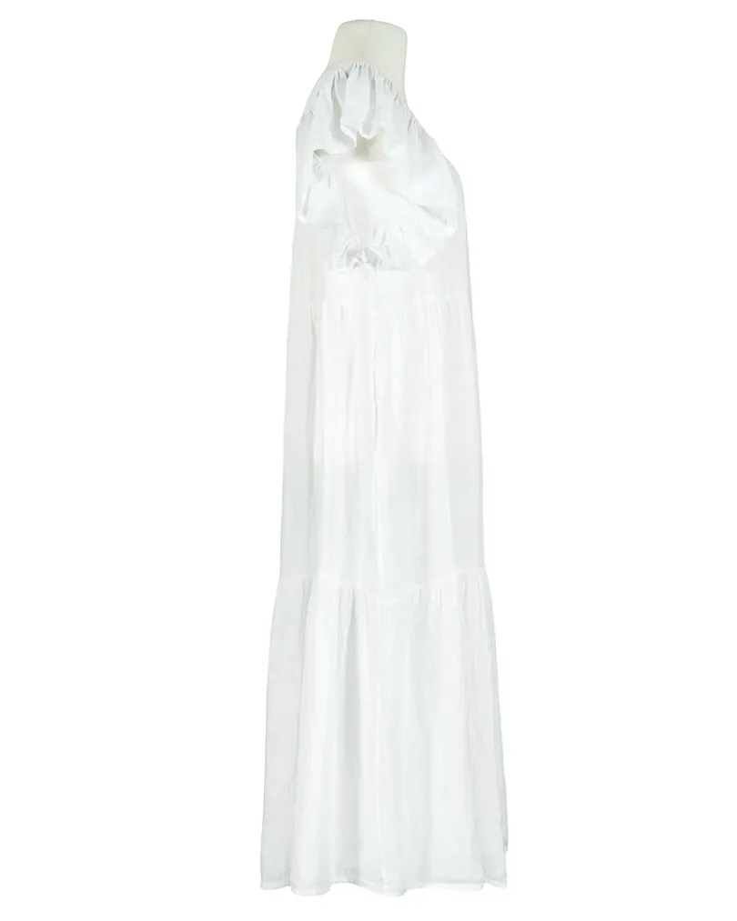 Leinenkleid mit R�schen in  wei� von Made in Italy (Bild 2)