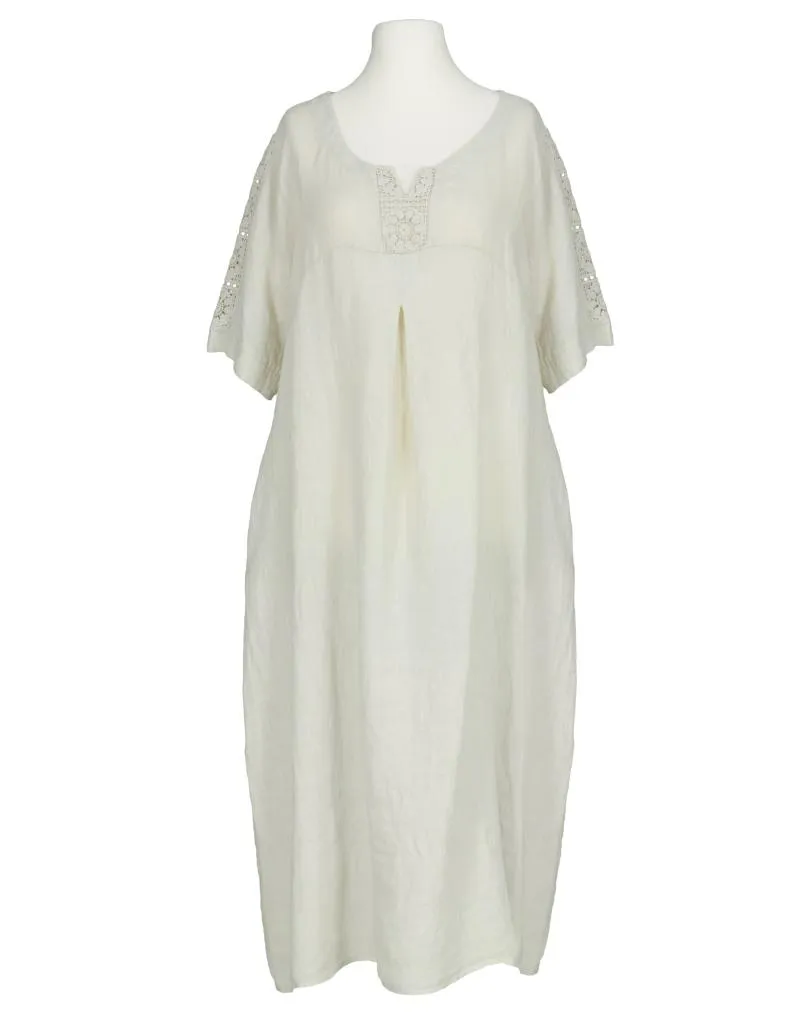 Leinenkleid mit Spitze in  beige von Puro Lino (Bild 1)