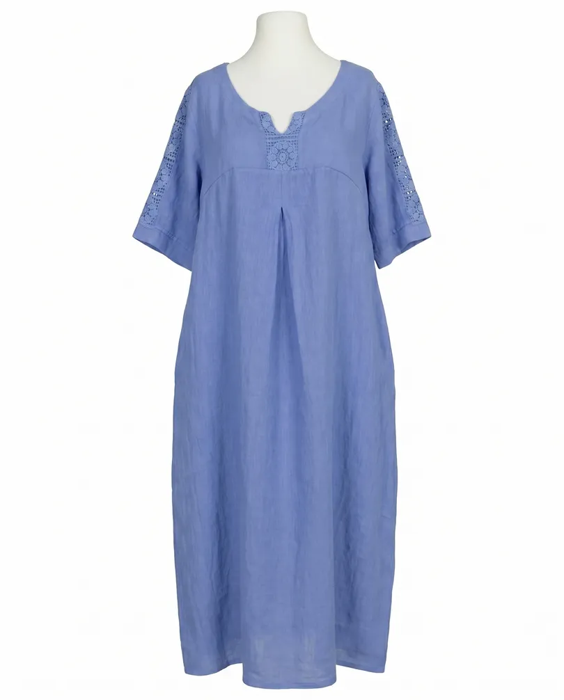 Leinenkleid mit Spitze in  blau von Puro Lino (Bild 1)