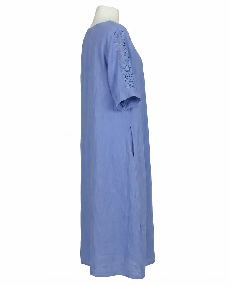 Leinenkleid mit Spitze in  blau von Puro Lino (Bild 2)