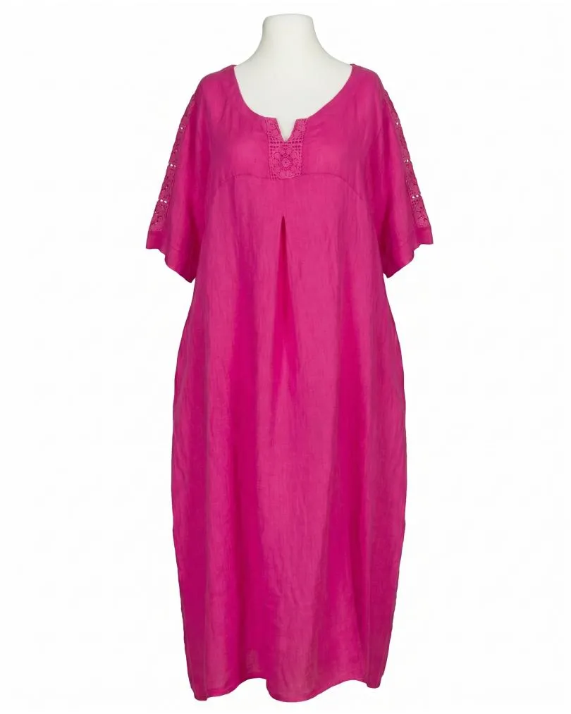 Leinenkleid mit Spitze in  fuchsia von Puro Lino (Bild 1)
