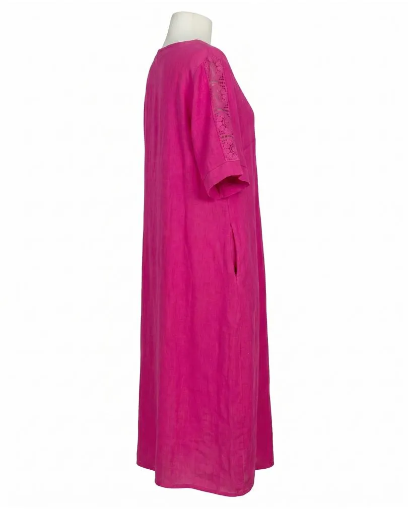 Leinenkleid mit Spitze in  fuchsia von Puro Lino (Bild 2)
