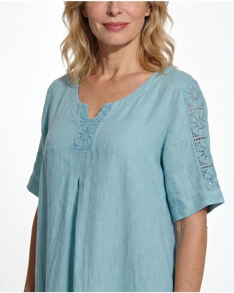 Leinenkleid mit Spitze in  mint von Puro Lino (Bild 4)