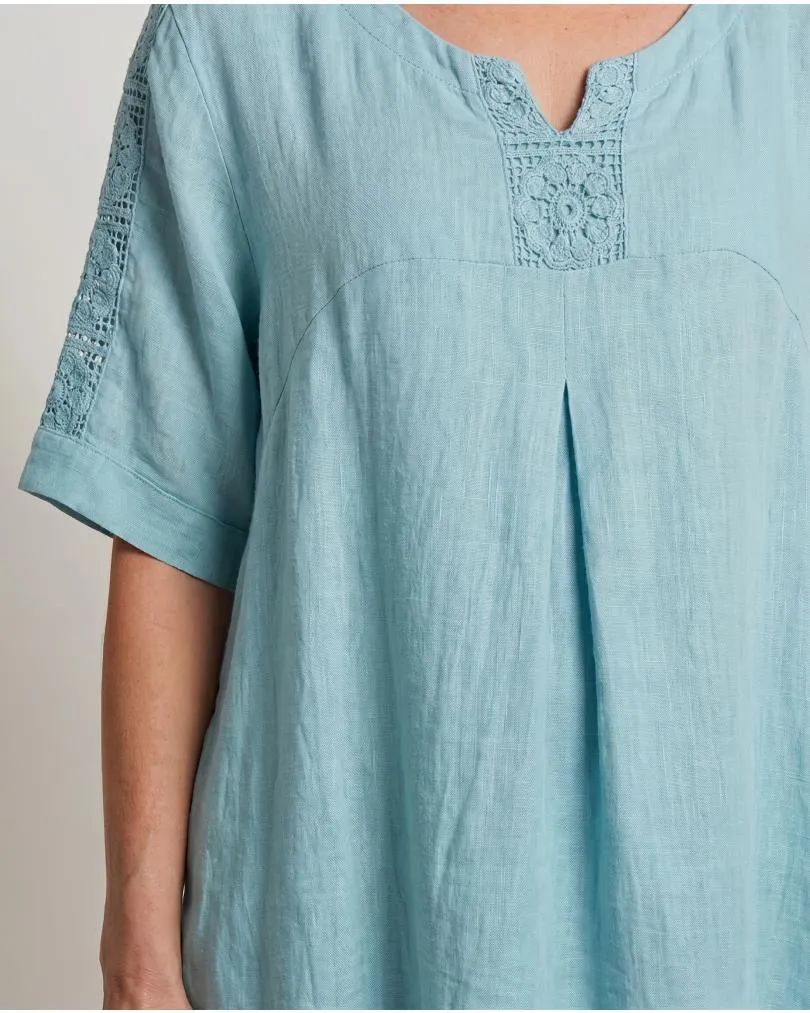 Leinenkleid mit Spitze in  mint von Puro Lino (Bild 5)
