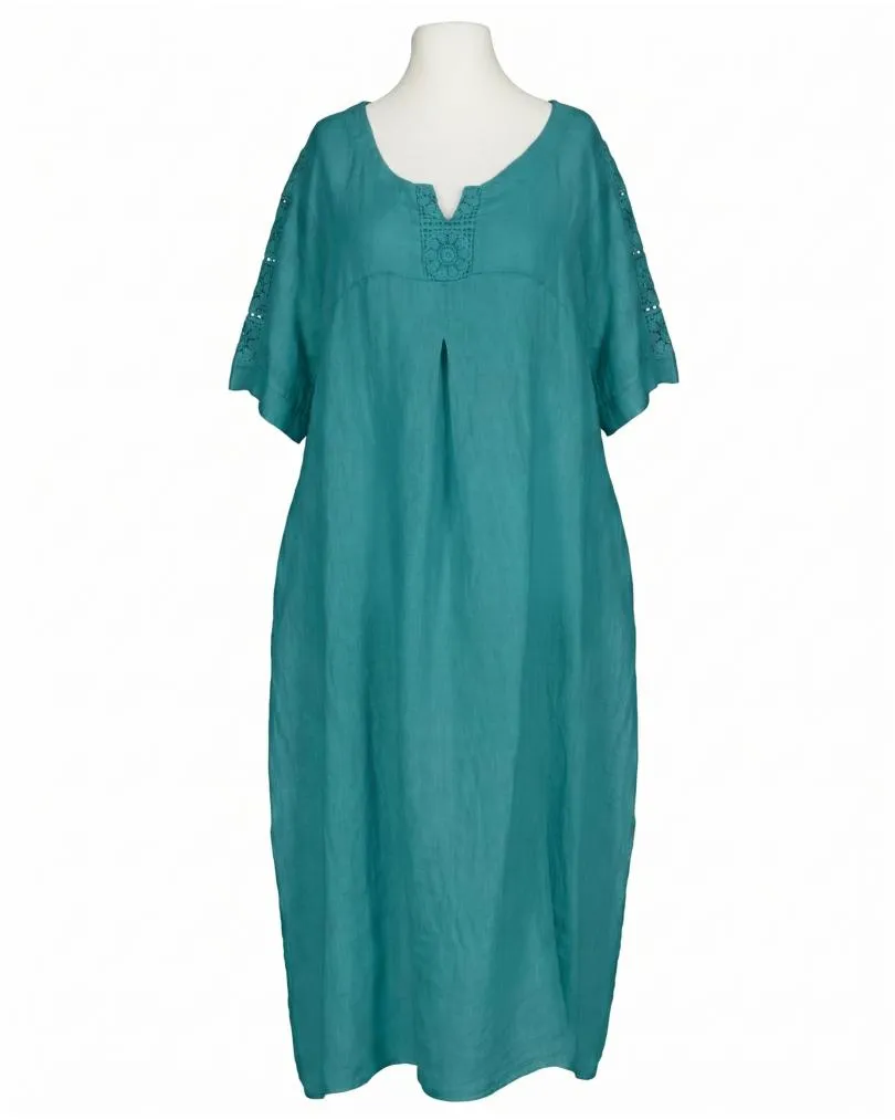 Leinenkleid mit Spitze in  petrol von Puro Lino (Bild 1)