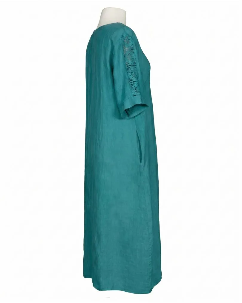 Leinenkleid mit Spitze in  petrol von Puro Lino (Bild 2)
