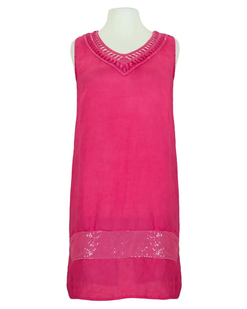 Leinenkleid mit Spitze in  pink von Made in Italy (Bild 1)