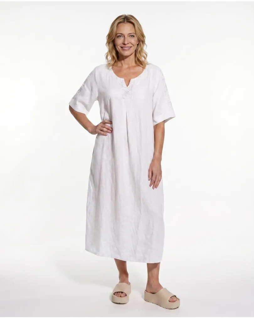 Leinenkleid mit Spitze in  wei� von Puro Lino (Bild 3)