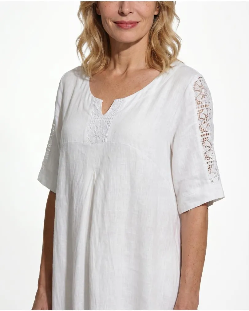 Leinenkleid mit Spitze in  wei� von Puro Lino (Bild 4)