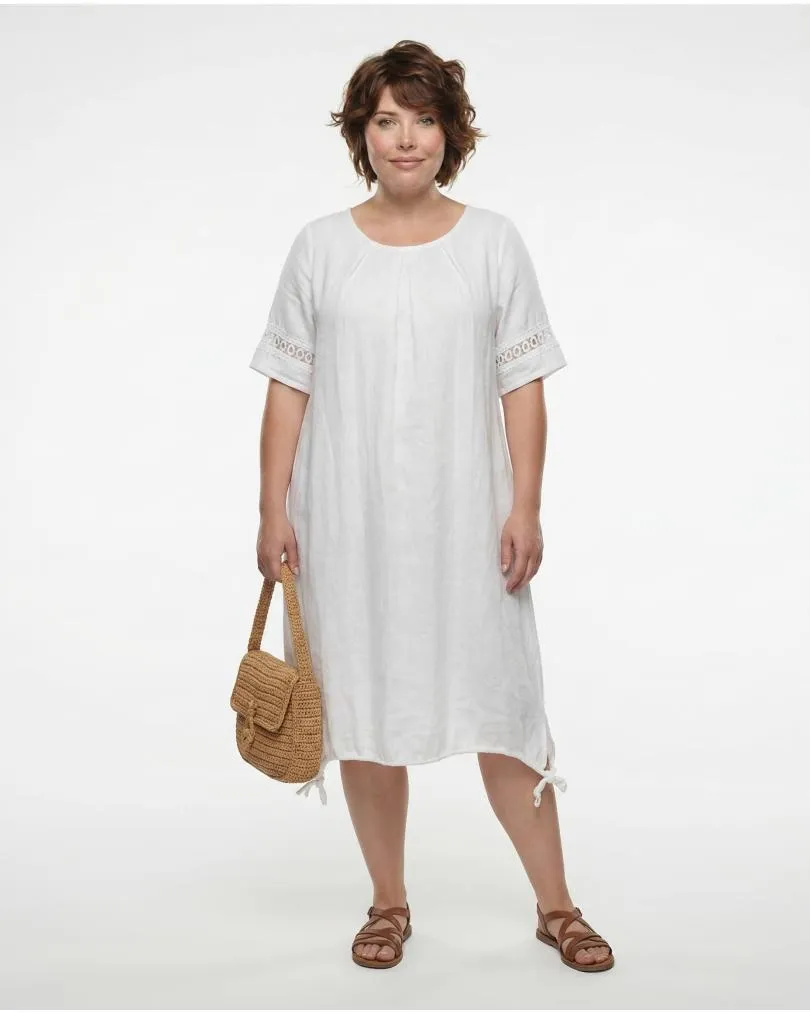 Leinenkleid mit Spitze in  wei� von Diana (Bild 3)