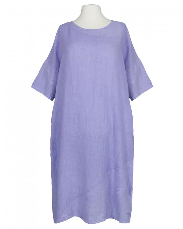 Leinenkleid mit Stickerei in lila von Puro Lino