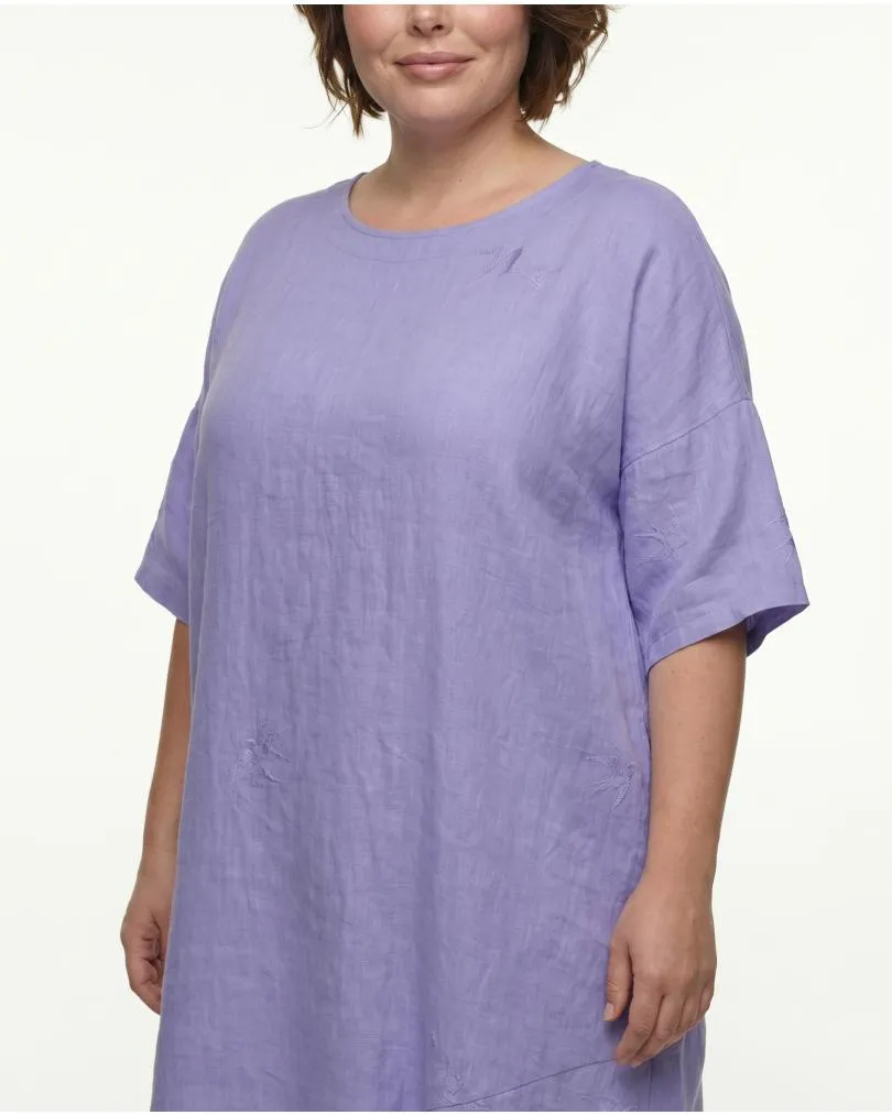 Leinenkleid mit Stickerei in  lila von Puro Lino (Bild 4)
