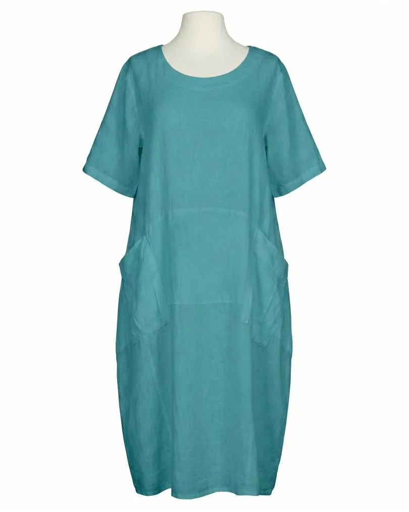Leinenkleid mit Taschen in  aqua von Puro Lino (Bild 1)