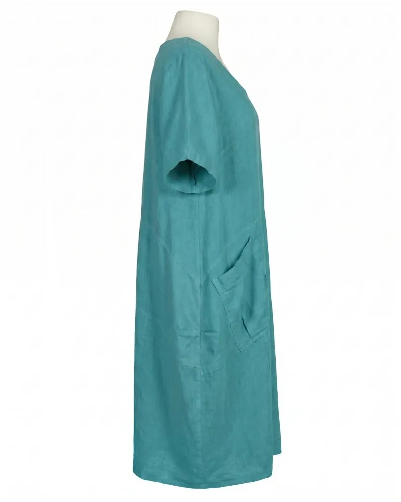 Leinenkleid mit Taschen in  aqua von Puro Lino (Bild 2)