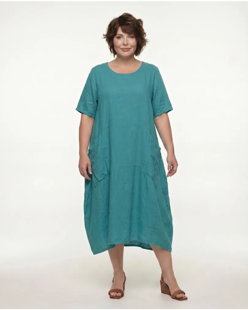 Leinenkleid mit Taschen in  aqua von Puro Lino (Bild 3)