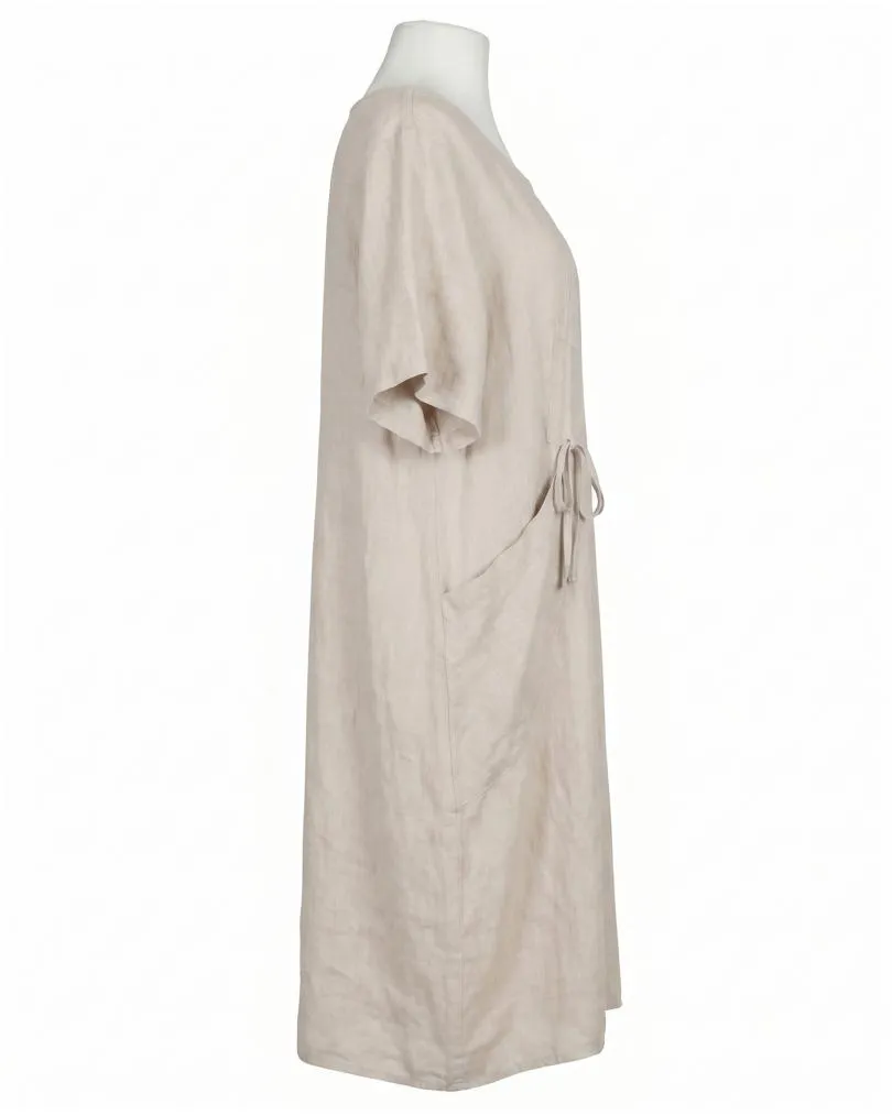Leinenkleid mit Taschen in  beige von Puro Lino (Bild 2)