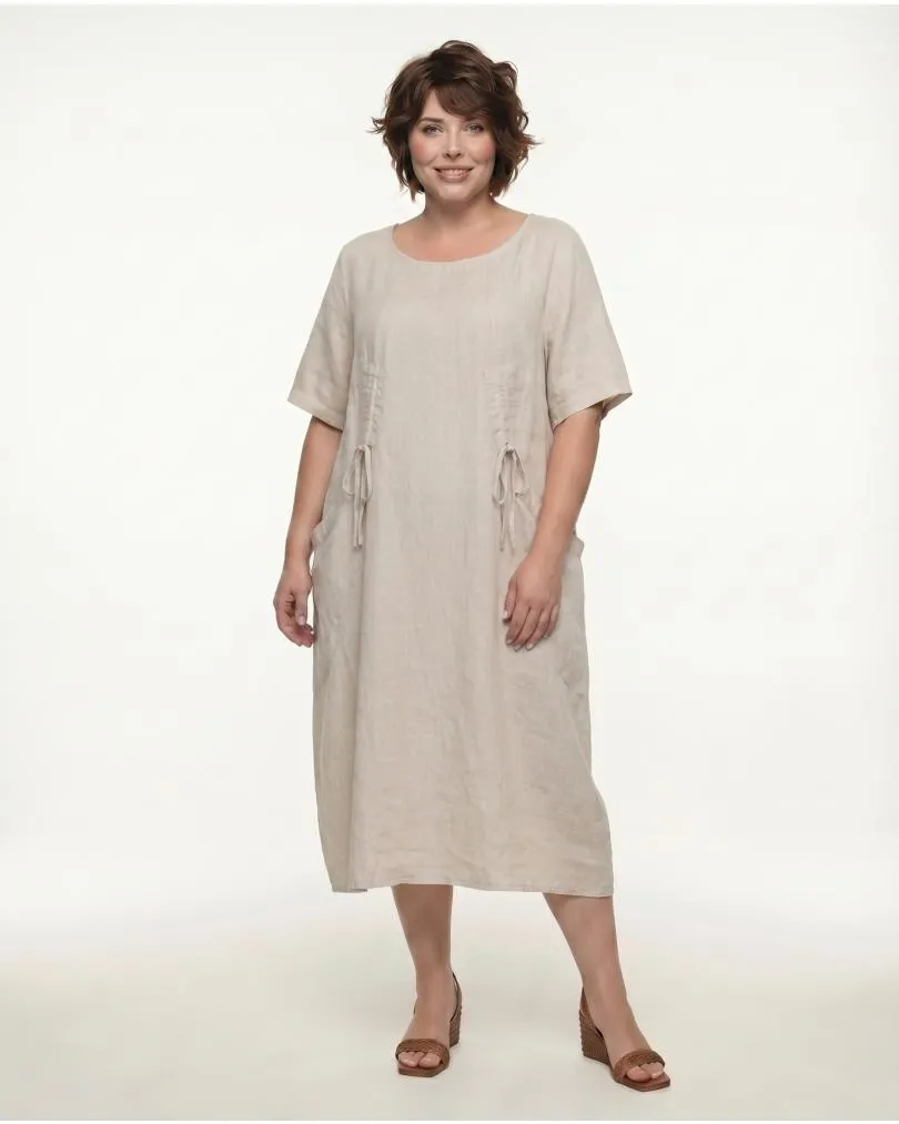 Leinenkleid mit Taschen in  beige von Puro Lino (Bild 3)