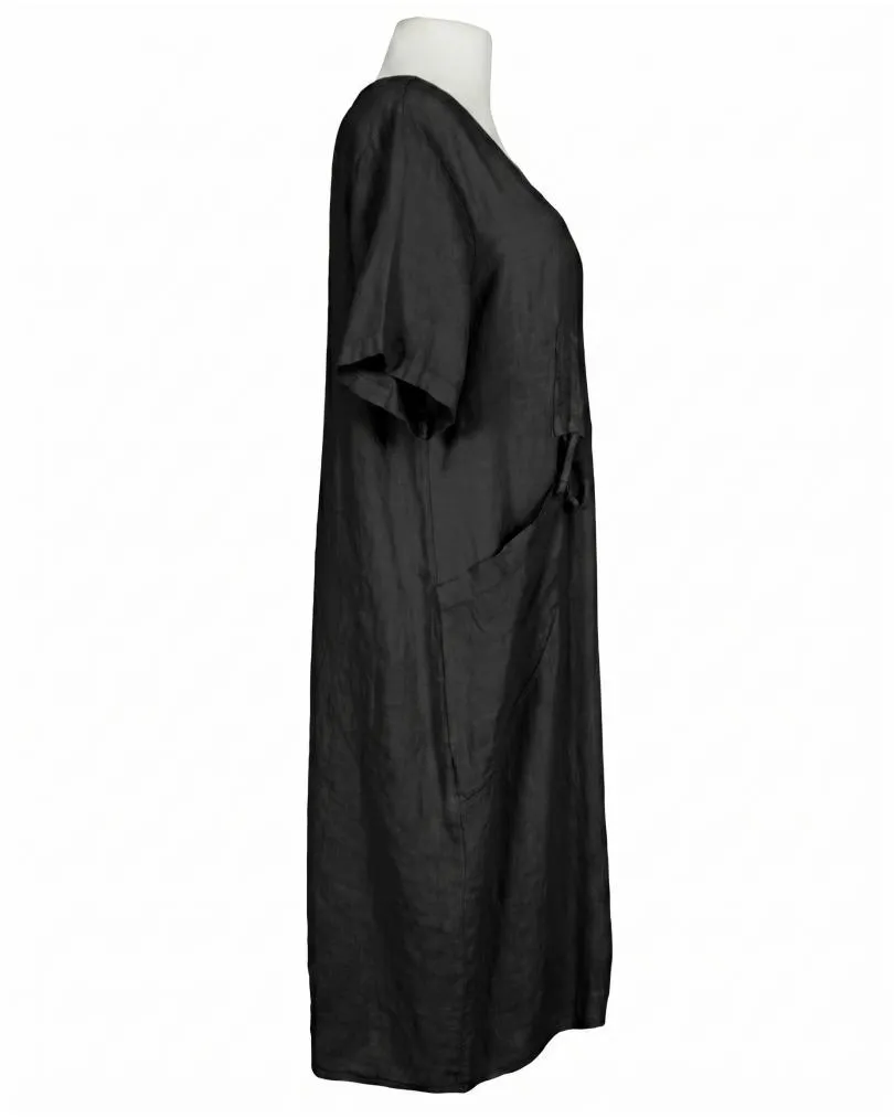 Leinenkleid mit Taschen in  schwarz von Puro Lino (Bild 2)