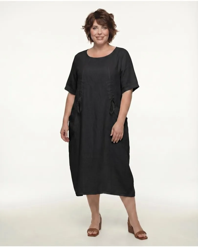 Leinenkleid mit Taschen in  schwarz von Puro Lino (Bild 3)