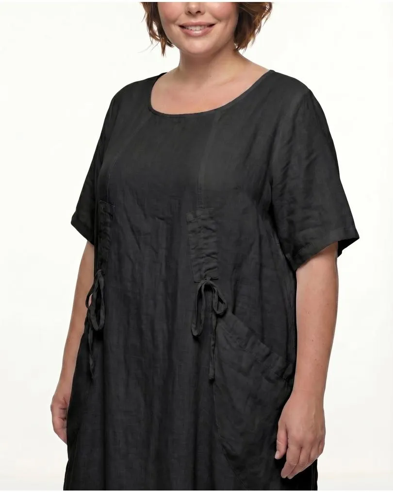 Leinenkleid mit Taschen in  schwarz von Puro Lino (Bild 4)
