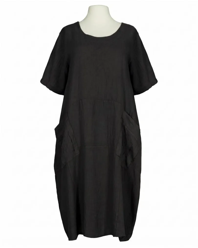 Leinenkleid mit Taschen in  schwarz von Puro Lino (Bild 1)