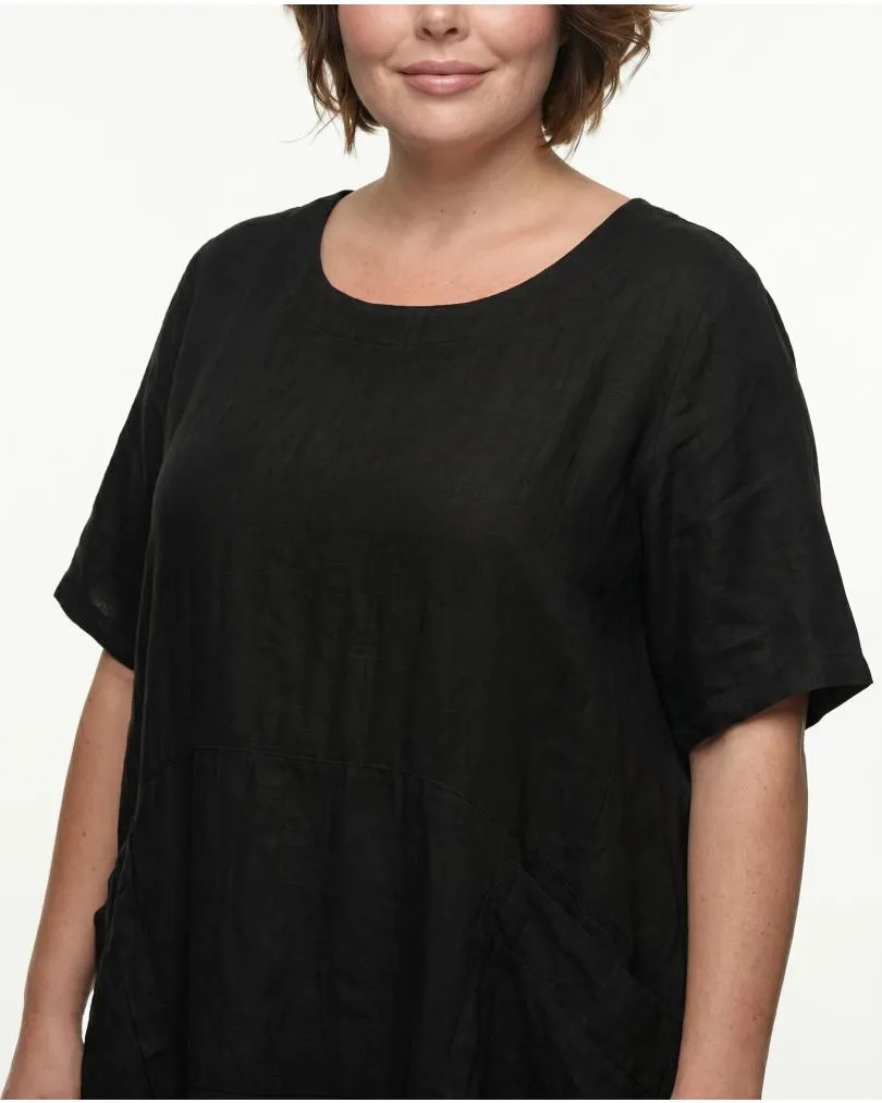 Leinenkleid mit Taschen in  schwarz von Puro Lino (Bild 4)