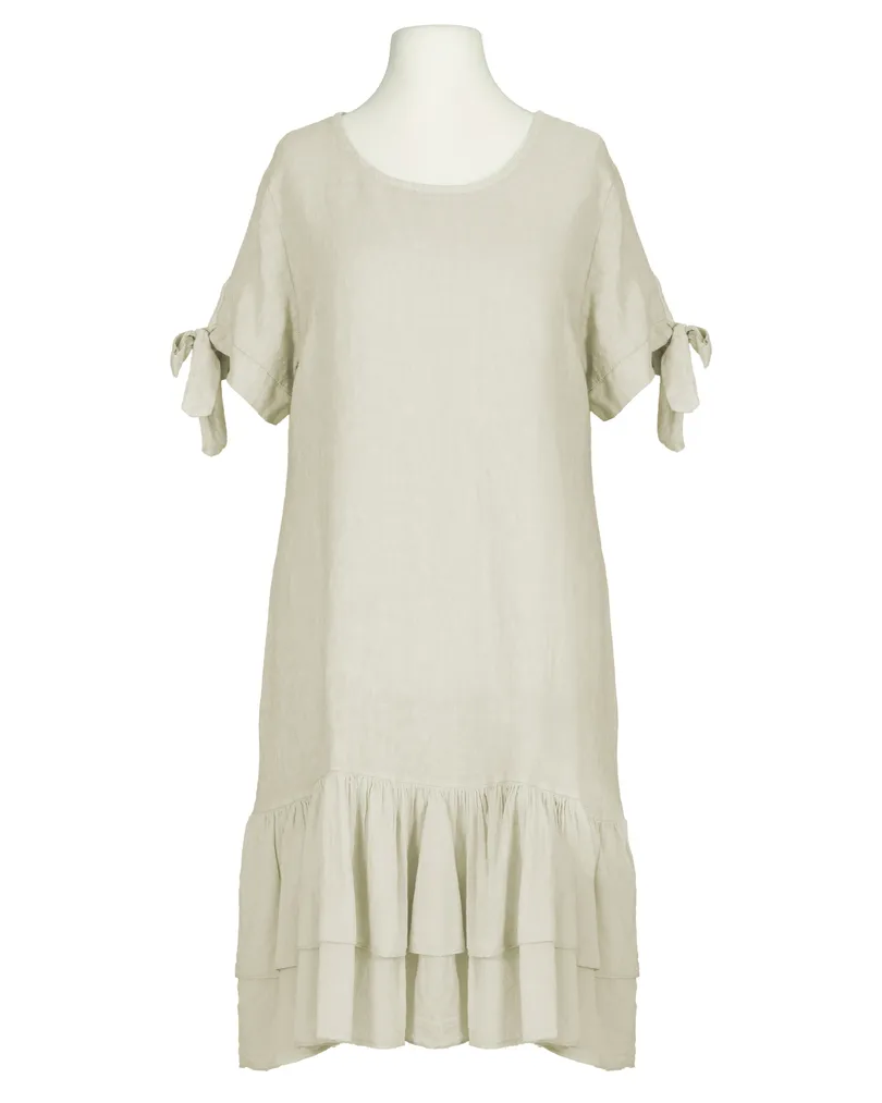 Leinenkleid mit Volant in beige von Made in Italy