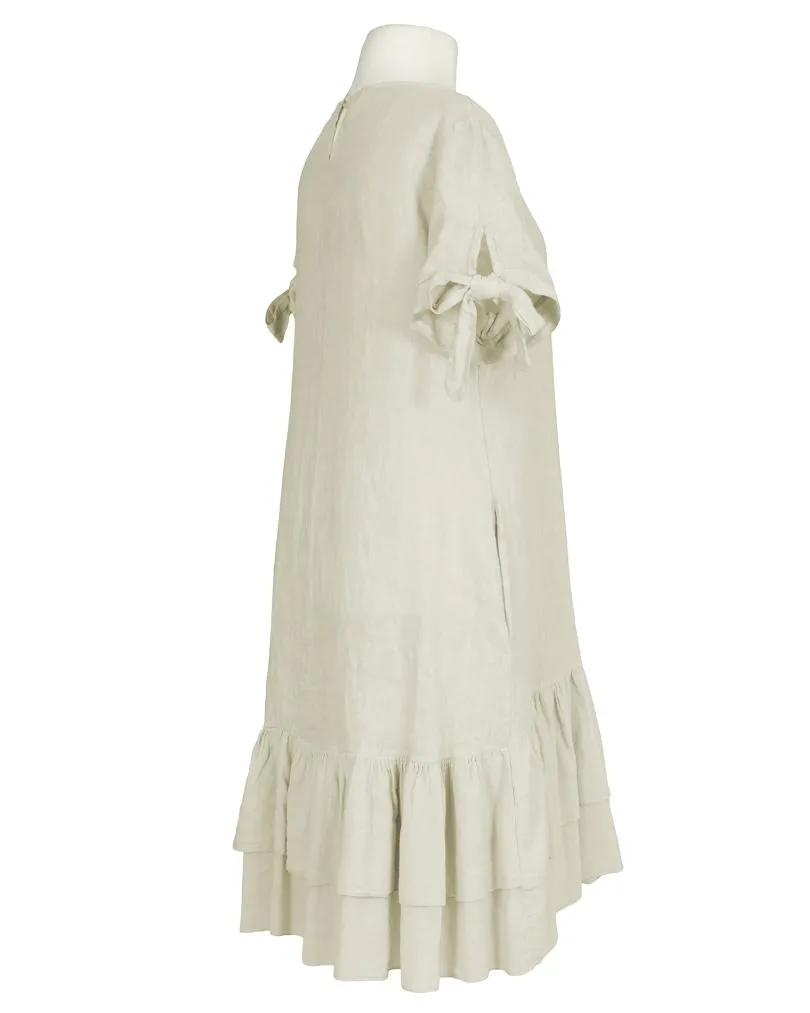 Leinenkleid mit Volant in  beige von Made in Italy (Bild 3)
