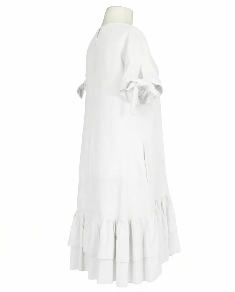Leinenkleid mit Volant in  wei� von Made in Italy (Bild 2)