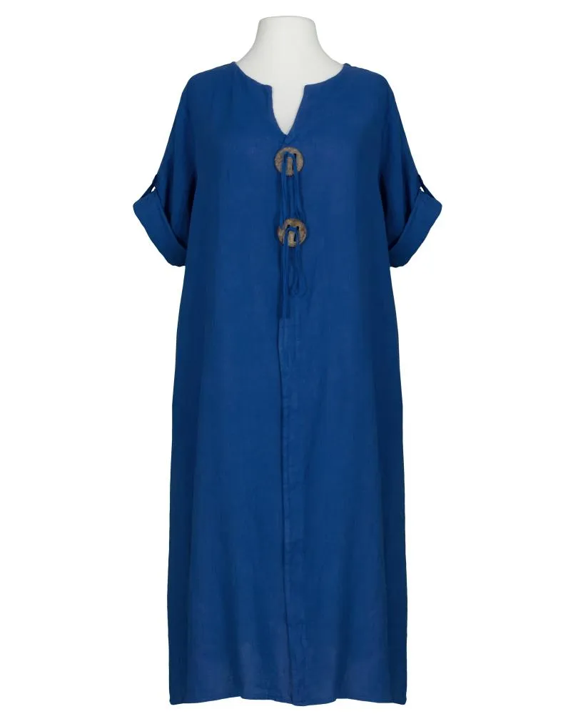 Leinenkleid mit Zierkn�pfe in  k�nigsblau von Made in Italy (Bild 1)