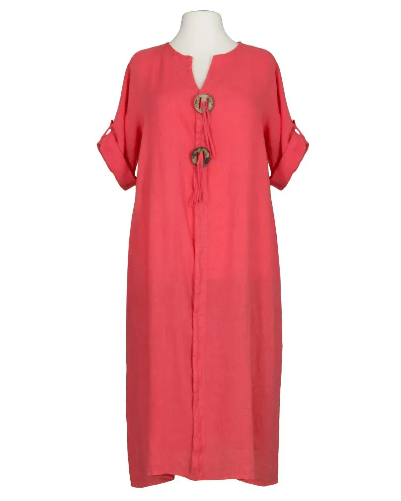 Leinenkleid mit Zierkn�pfe in  koralle von Made in Italy (Bild 1)