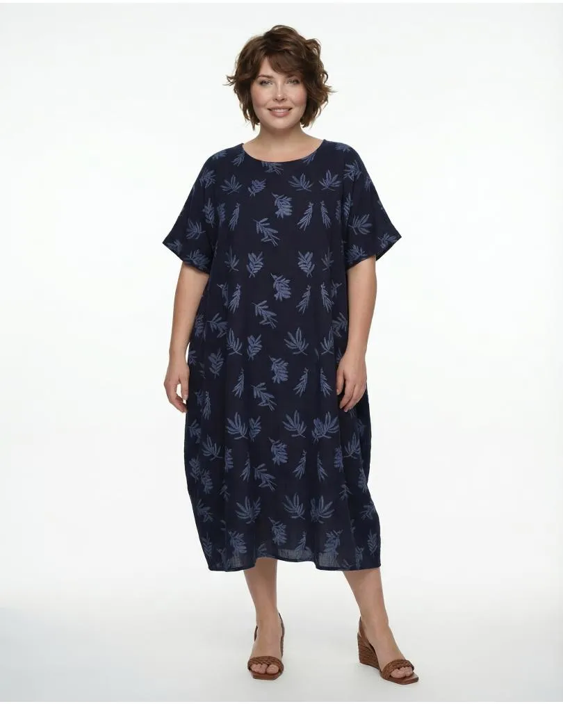 Leinenkleid Print in  blau von Puro Lino (Bild 3)