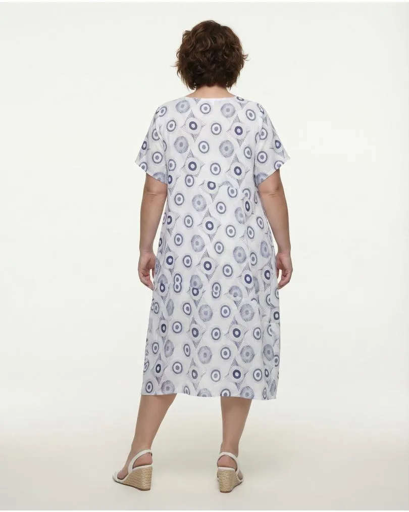 Leinenkleid Print in  wei� von Made in Italy (Bild 4)