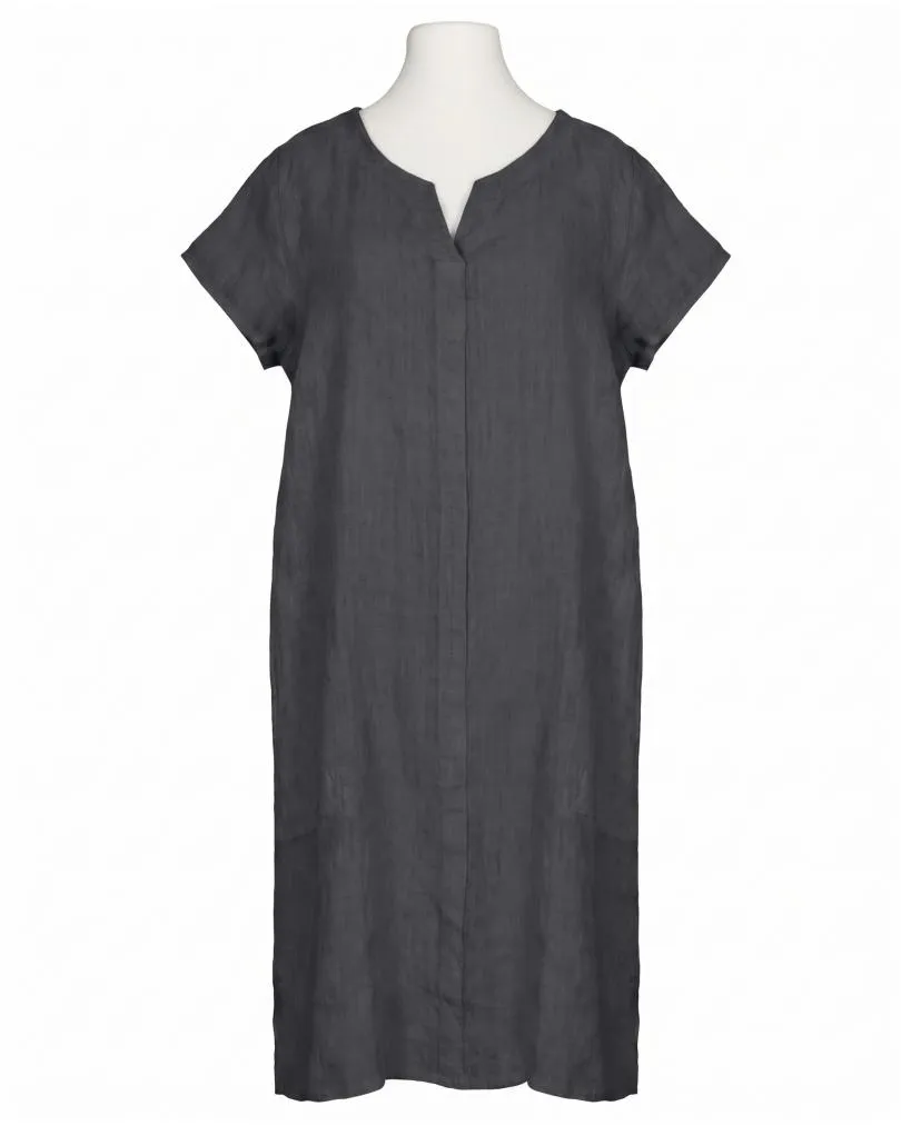 Leinenkleid Schlitzausschnitt in  anthrazit von Puro Lino (Bild 1)