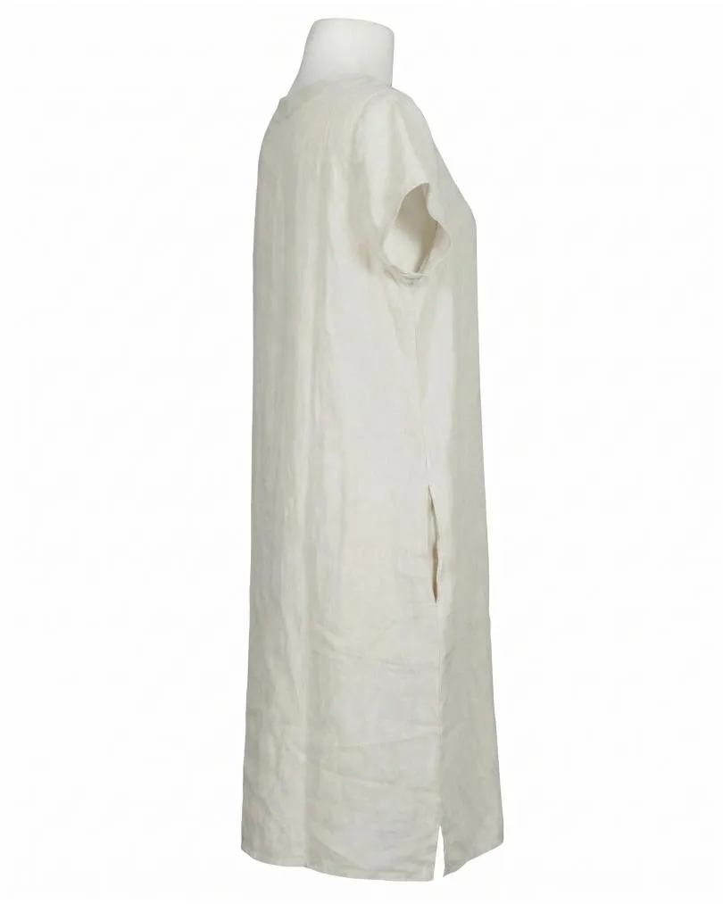 Leinenkleid Schlitzausschnitt in  beige von Puro Lino (Bild 2)