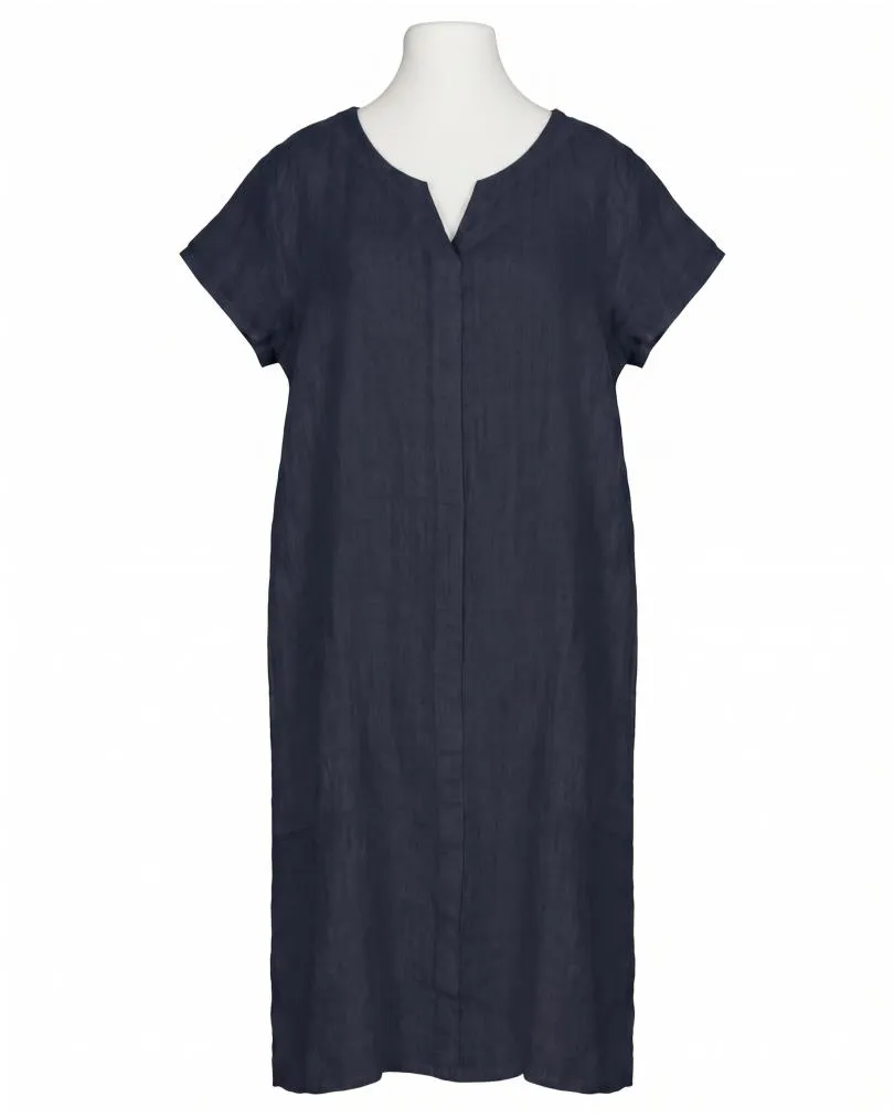 Leinenkleid Schlitzausschnitt in  dunkelblau von Puro Lino (Bild 1)