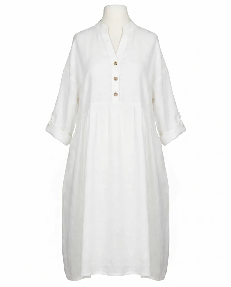 Leinenkleid Stehkragen in  wei� von Puro Lino (Bild 1)