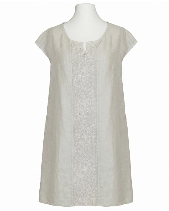 Leinenkleid Stickerei in beige von Puro Lino