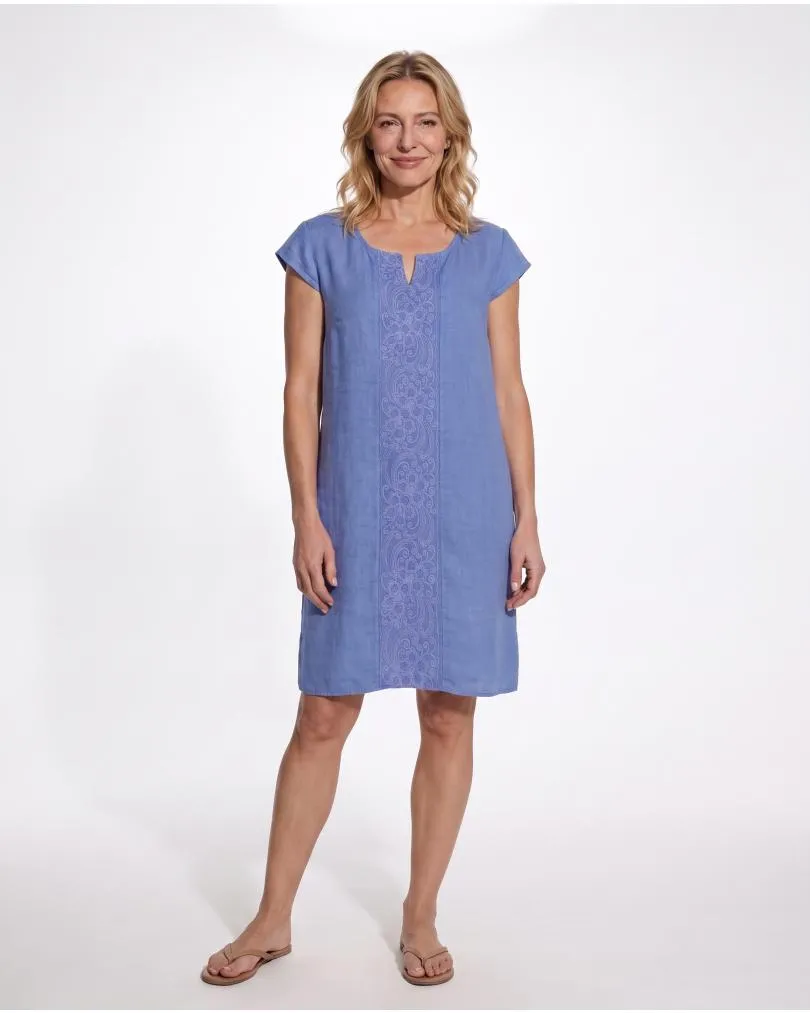 Leinenkleid Stickerei in  blau von Puro Lino (Bild 3)