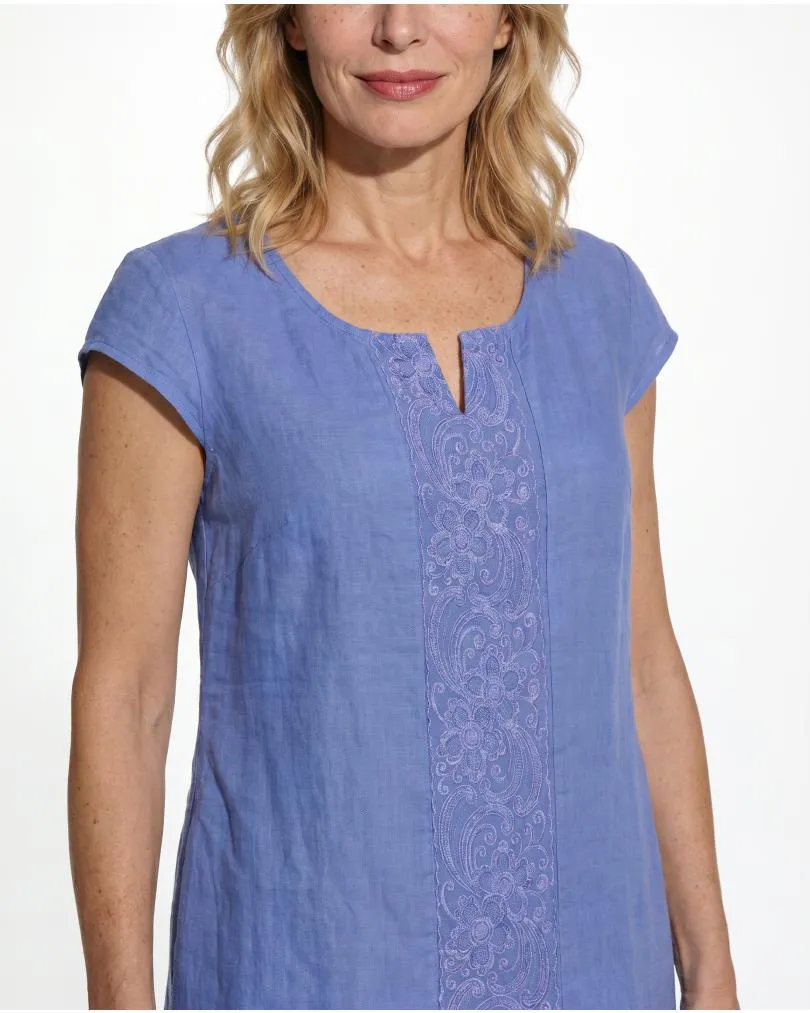 Leinenkleid Stickerei in  blau von Puro Lino (Bild 4)