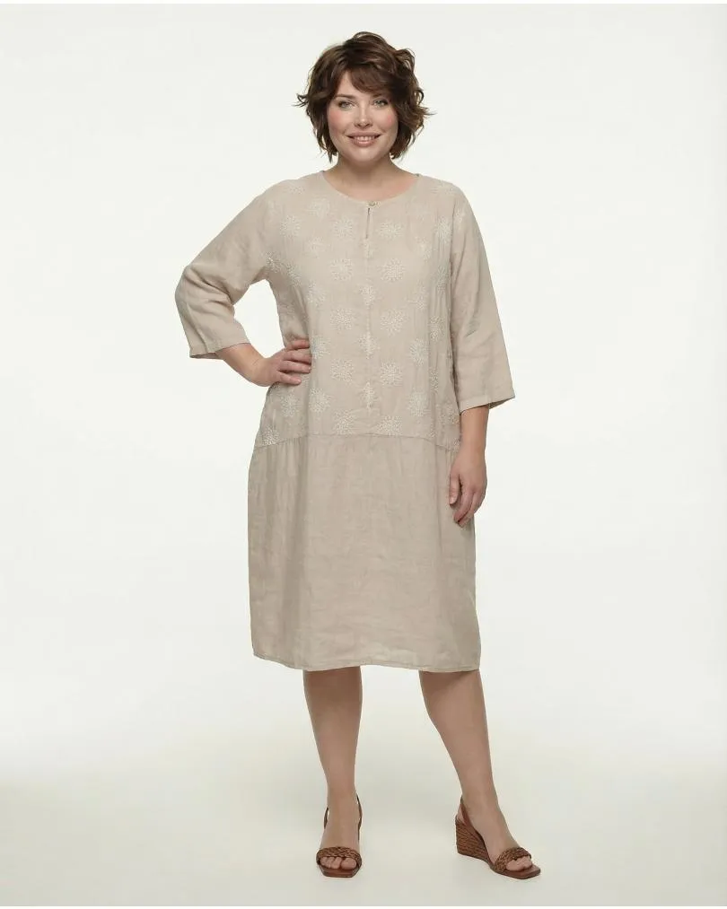 Leinenkleid Stickerei in  rosa von Nana Ricci (Bild 2)
